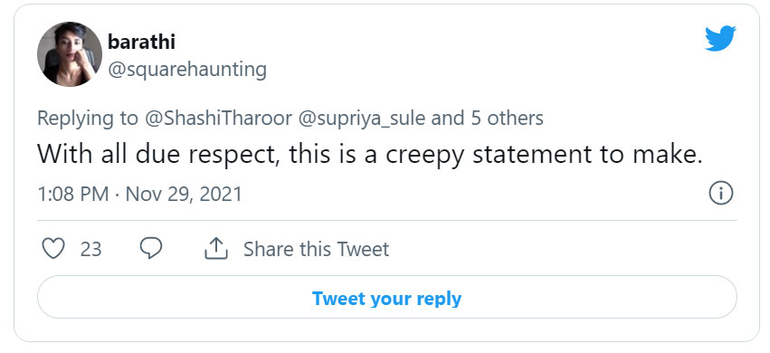reply to shashi tharoor tweet
